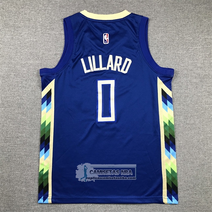 Camiseta Nino Milwaukee Bucks Damian Lillard NO 0 Ciudad 2022-23 Azul
